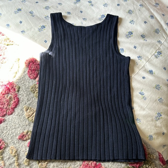 St. John Navy Blue Stretch Tank Top - Picture 2 of 3
